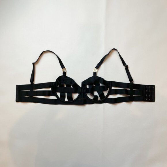 NWOT Victoria's Secret Bra 32C Unlined Balconet Strappy Banded Black B1436 - Picture 2 of 8